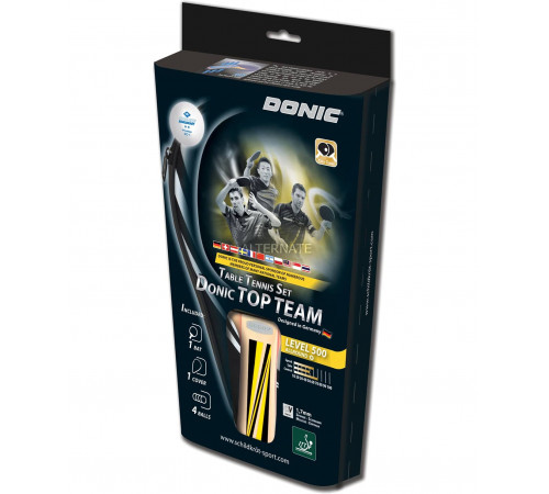 Набор для настольного тенниса Top Team 500, 1 ракетка, 4 мяча, чехол