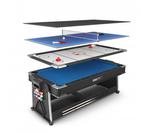 Игровой стол UNIX Line Трансформер 4 в 1 (204х112 cм) Black